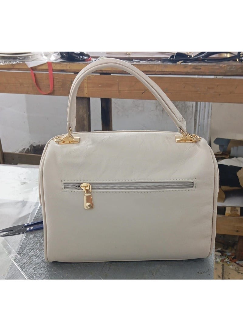 Naturali Handmade Genuine Leather Women’s Bag in Beige Color - Image 3